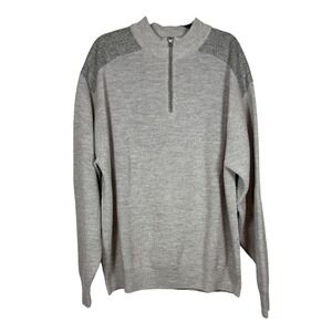 PETER MILLAR 100% Wool Sweater, Quarter Zip Pullover, Gray, Size 2X